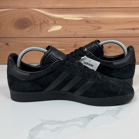 Adidas‎ Gazelle Originals Triple Black Suede Leather Sneakers Mens Shoes size 9 - Picture 9 of 14